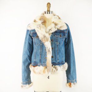 Rabbit Fur Lined Denim Jacket